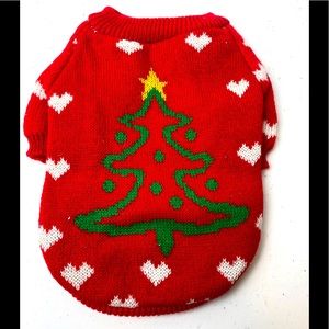 Christmas Sweater Christmas tree Red XSmall  toy dog or cat Red